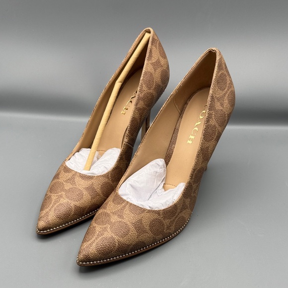 COACH Samantha Signature Pointed-Toe Leather Pumps - Picture 1 of 5
